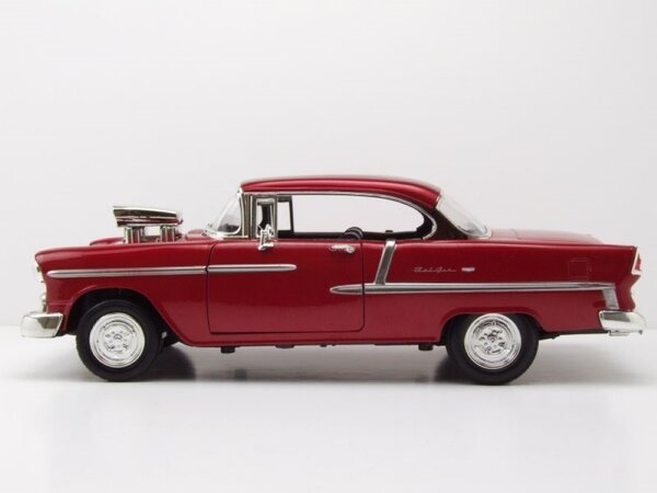 Chevrolet Chevrolet Bel Air Custom Hot Rod + Blown Engine + New Rims and Wheels 1955 - 1:18 - Motor Max
