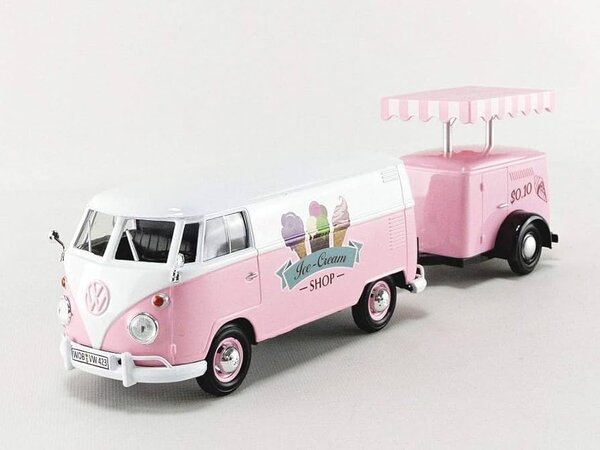 Volkswagen Volkswagen T1 (Type 2) Van + Trailer 1 Axle 'Ice Cream Set' - 1:24 - Motor Max