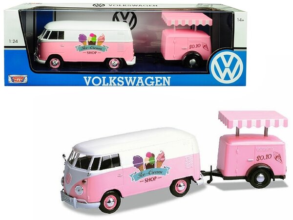 Volkswagen Volkswagen T1 (Type 2) Van + Trailer 1 Axle 'Ice Cream Set' - 1:24 - Motor Max