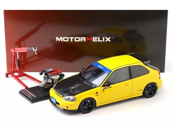 Honda Honda Civic EK9 Type R "Spoon' + Engine + Accessories 1999 - 1:18 - MotorHelix Honda Honda Civic EK9 Type R "Spoon' + Engine + Accessories 1999 - 1:18 - MotorHelix
