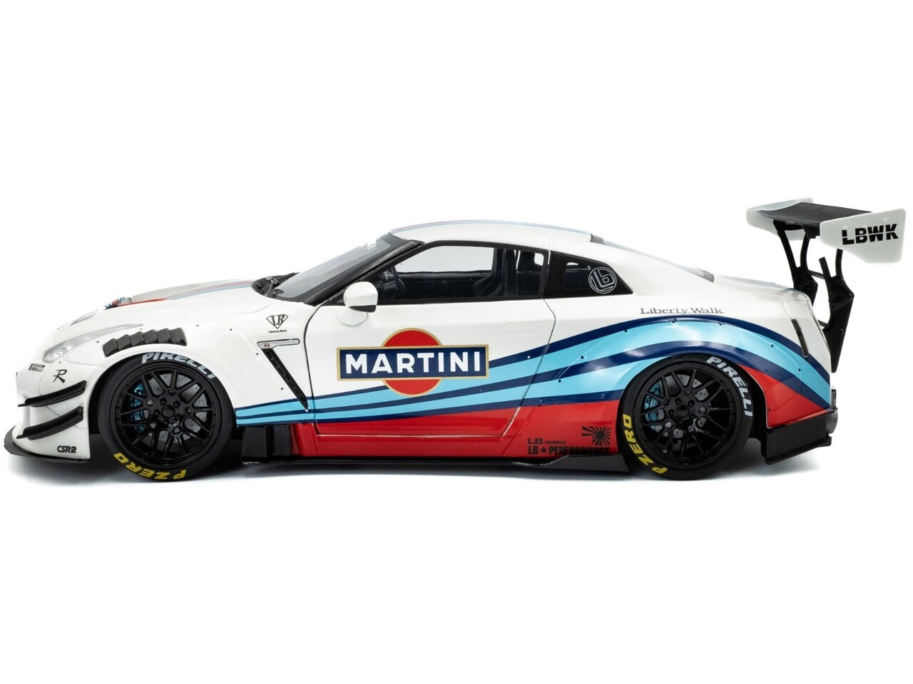 Nissan Nissan GT-R (R35) RHD Liberty Walk Body Kit 2.0 Martini 2024  - 1:18 - Solido