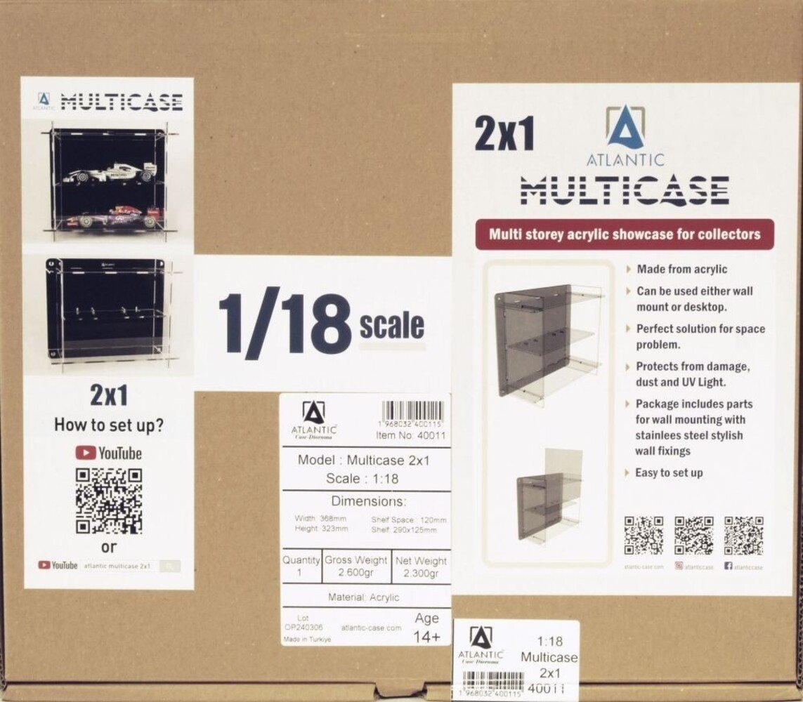 Atlantic Acrylic Multicase For Two 1:18 Scale Cars (2x1) - 1:18 - Atlantic