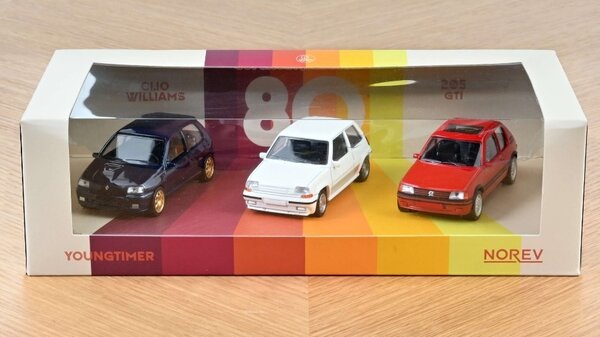 Renault/Peugeot Youngtimers 3x: Renault Clio Williams- Renault Super 5 GT Turbo-Peugeot 205 GTi (Gift Box) - 1:43 - Norev Renault/Peugeot Youngtimers 3x: Renault Clio Williams- Renault Super 5 GT Turbo-Peugeot 205 GTi (Gift Box) - 1:43 - Norev