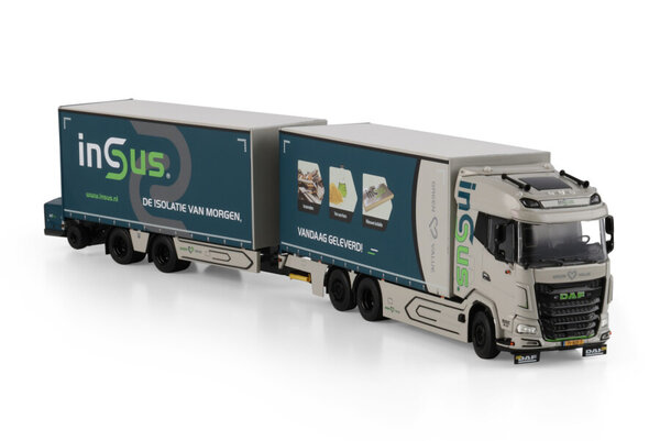 DAF DAF XG 6x2 Tag Axle Riged Curtain Side Combi + Forklift 'INSUS B.V.' - 1:50 - WSI Models DAF DAF XG 6x2 Tag Axle Riged Curtain Side Combi + Forklift 'INSUS B.V.' - 1:50 - WSI Models