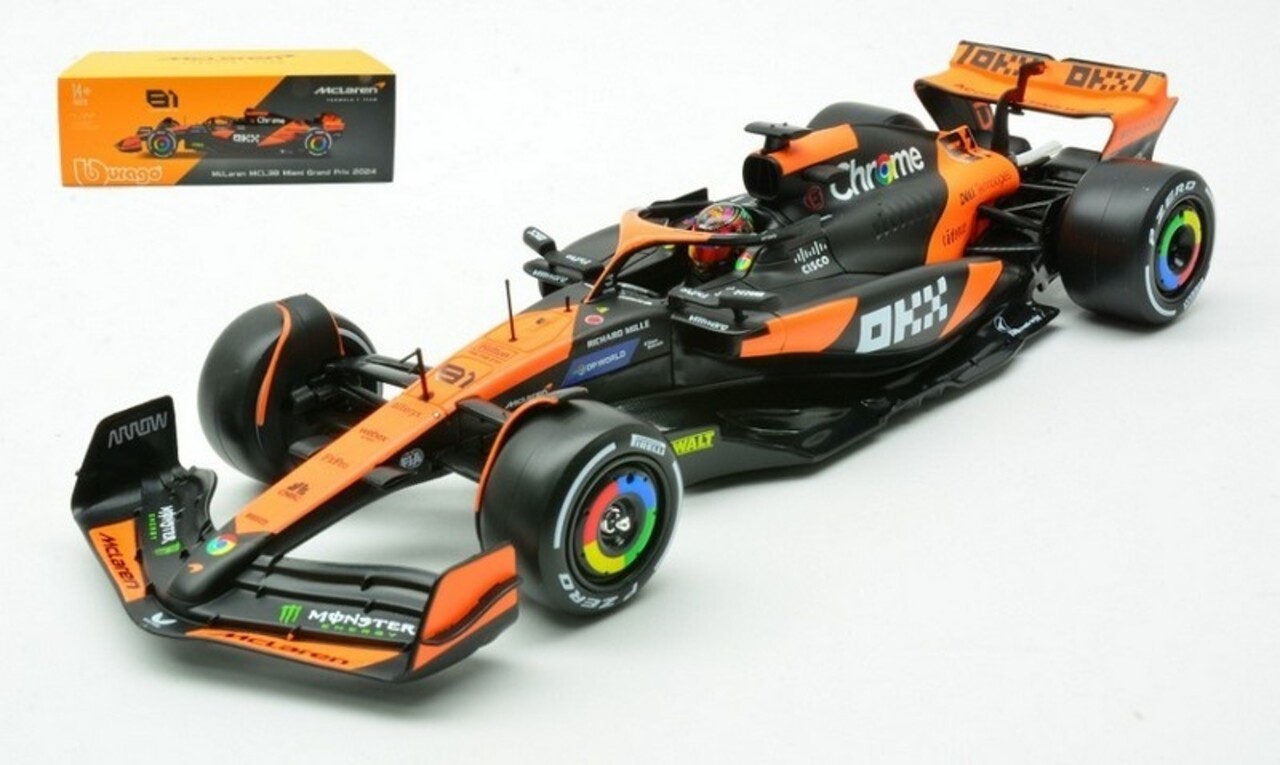 McLaren McLaren MCL38 #81 GP Miami Oscar Piastri 2024 - 1:24 - Bburago McLaren McLaren MCL38 #81 GP Miami Oscar Piastri 2024 - 1:24 - Bburago