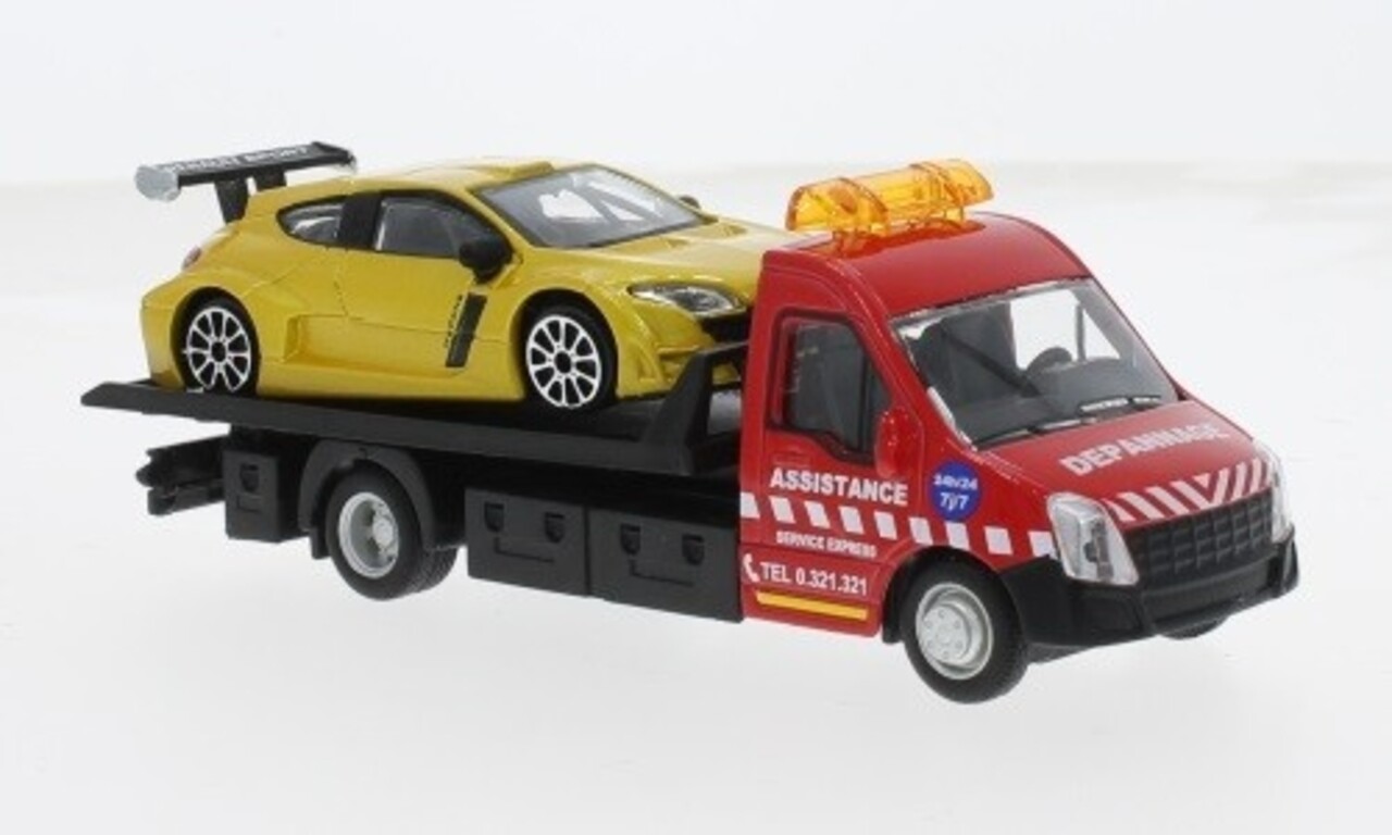 Car Transporter Flatbed Car Transporter + Renault Megane RS - 1:43 - Bburago Car Transporter Flatbed Car Transporter + Renault Megane RS - 1:43 - Bburago