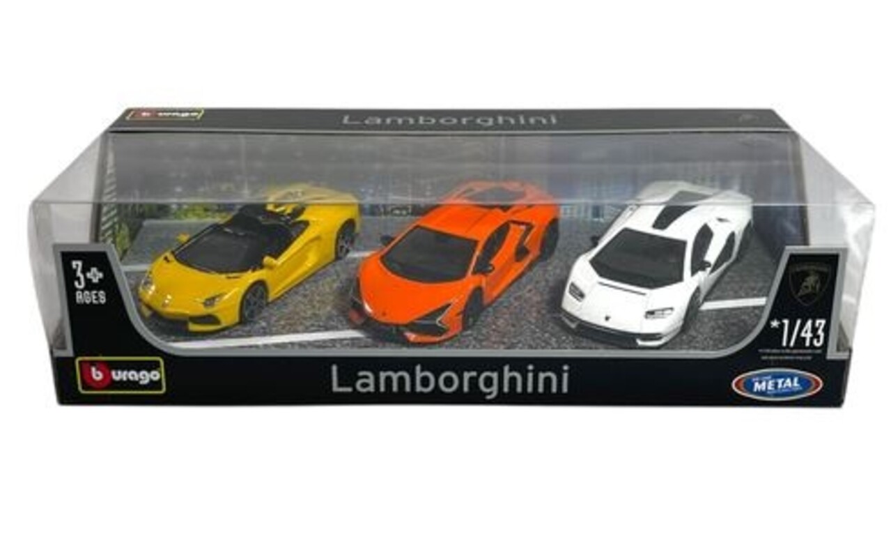 Lamborghini Lamborghini SET 3x: Revuelto Hybrid 2023 + Aventador Roadster 2018 + Countach LPi 800-4 2021 - 1:43 - Bburago
