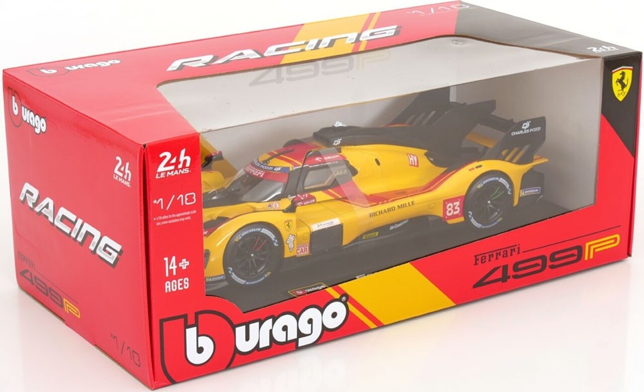 Ferrari Ferrari 499P 3.0L Turbo V6 #83 Team AF Corse Winner 24H Le Mans 2025 - 1:18 - Bburago Ferrari Ferrari 499P 3.0L Turbo V6 #83 Team AF Corse Winner 24H Le Mans 2025 - 1:18 - Bburago