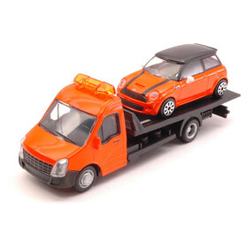 Car Transporter Flatbed Car Transporter + Mini Cooper - 1:43 - Bburago Car Transporter Flatbed Car Transporter + Mini Cooper - 1:43 - Bburago