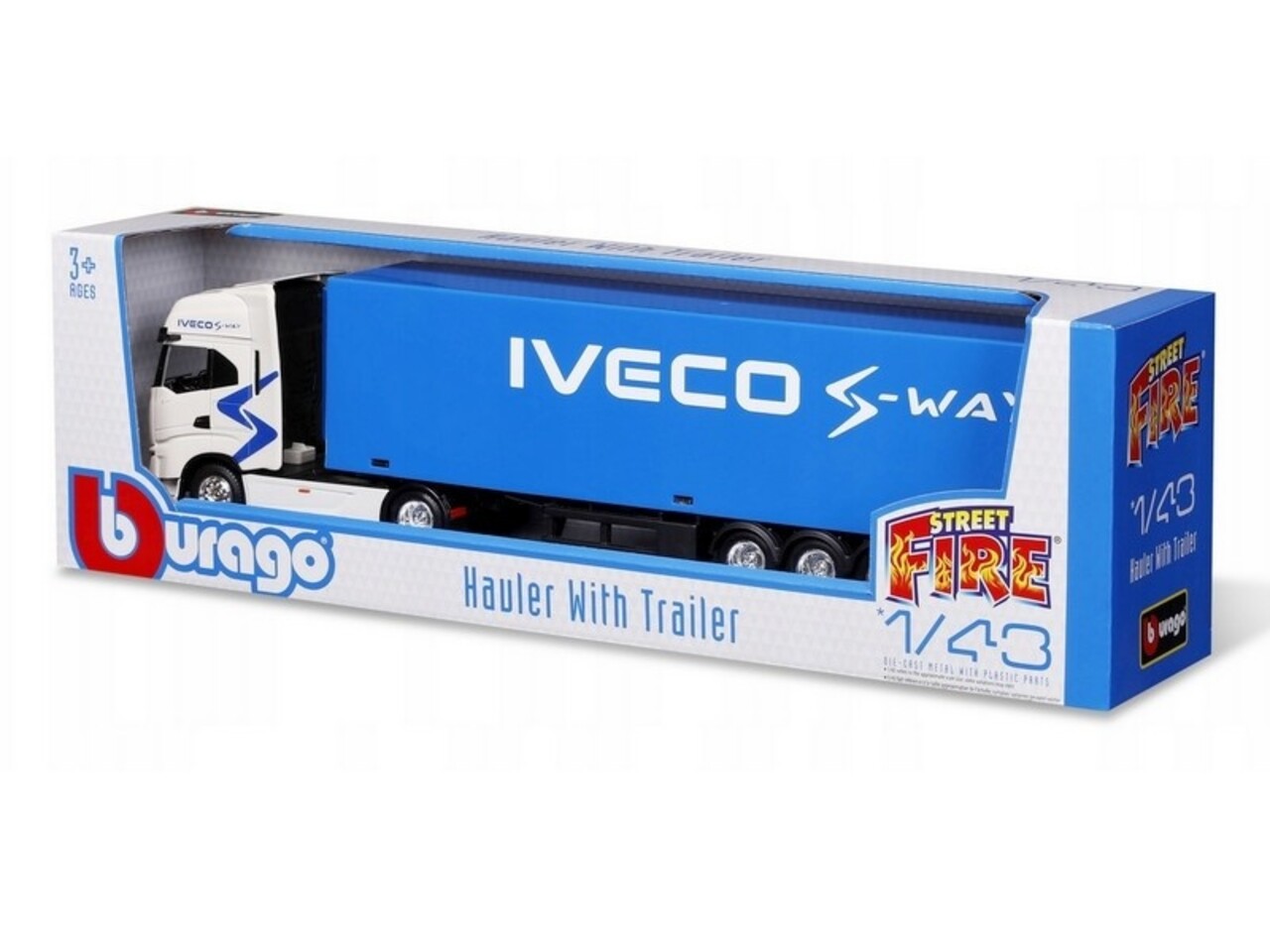 Iveco Iveco S-Way 570 Tractor 4x2 + Semi Box Trailer 3 axle 2021 - 1:43 - Bburago Iveco Iveco S-Way 570 Tractor 4x2 + Semi Box Trailer 3 axle 2021 - 1:43 - Bburago
