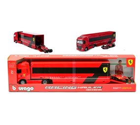 Iveco Iveco S-Way 570  Tractor 4x2 + Semi Racing Transporter 3 axle + Ferrari SF-24 #16 Leclerc - 1:43 - Bburago