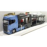 Scania Scania S 730 Highline Cab Car Transporter 4x2 + Car Transporter Trailer 2 Axle + Porsche Macan - 1:43 - Bburago