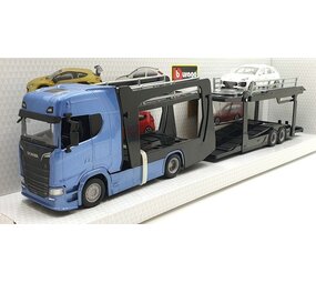 Scania Scania S 730 Highline Cab Car Transporter 4x2 + Car Transporter Trailer 2 Axle + Porsche Macan - 1:43 - Bburago