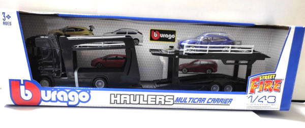 Scania Scania S 730 Highline Cab Car Transporter 4x2 + Car Transporter Trailer 2 Axle + Lamborghini Urus - 1:43 - Bburago