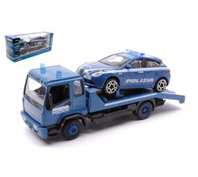 Alfa Romeo Flatbed Recovery Truck 4x2 + Alfa Romeo Giulietta 'Italian Police' - 1:43 - Bburago