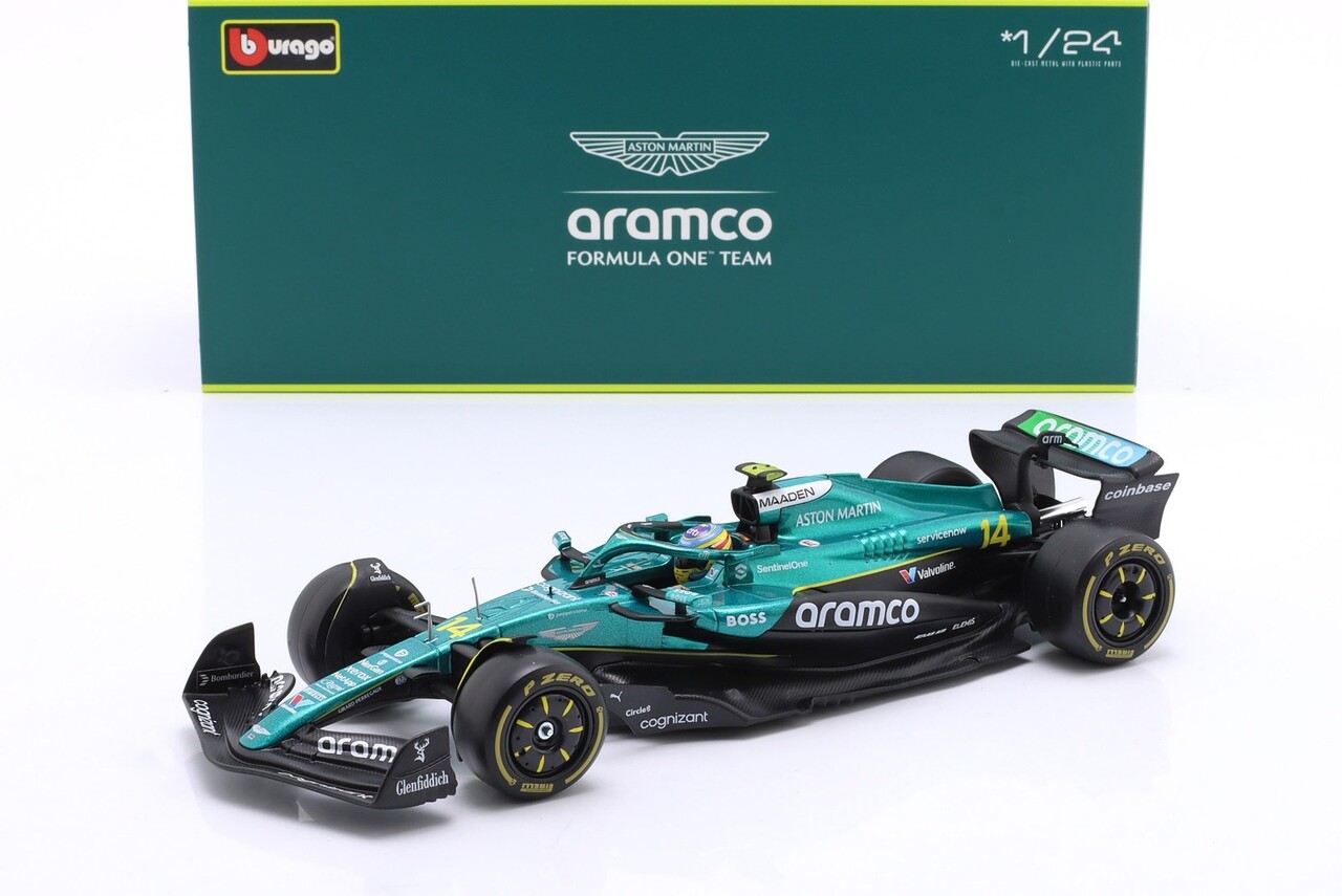 Formule 1 Aston Martin F1 AMR 25 #14 Team Aramco Cognizant 2025 (F.Alonso) + Pilot + Showcase- 124 - Bburago