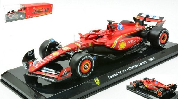 Formule 1 Ferrari F1 SF-24 Team Scuderia Ferrari #16 Winner GP Monaco 2024 (C.Leclerc) + Pilot + Showcase - 1:24 - Bburago