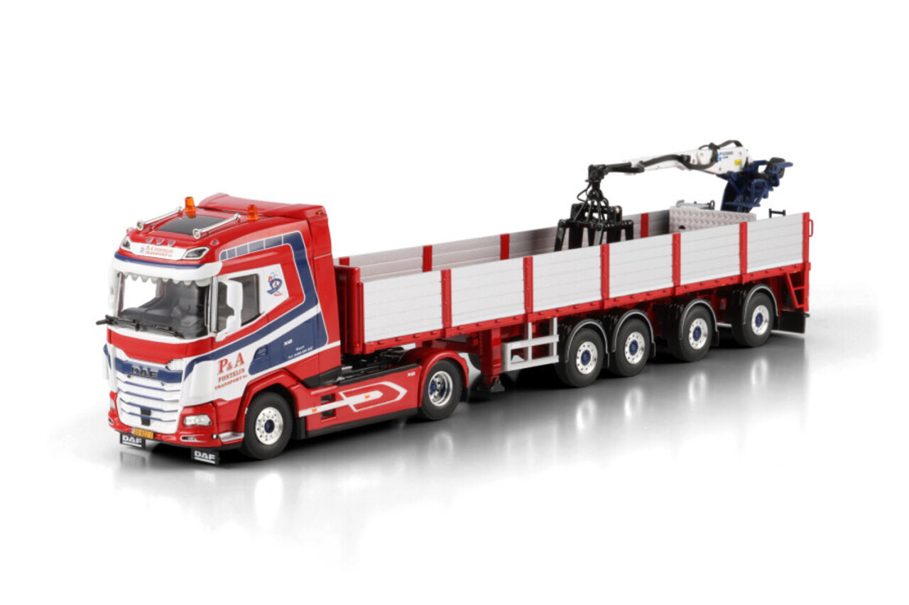 DAF DAF XG Tractor 4x2 + Semi Brick Trailer 4 Axle + Crane 'P&A Fonteijn' - 1:50 - WSI Models