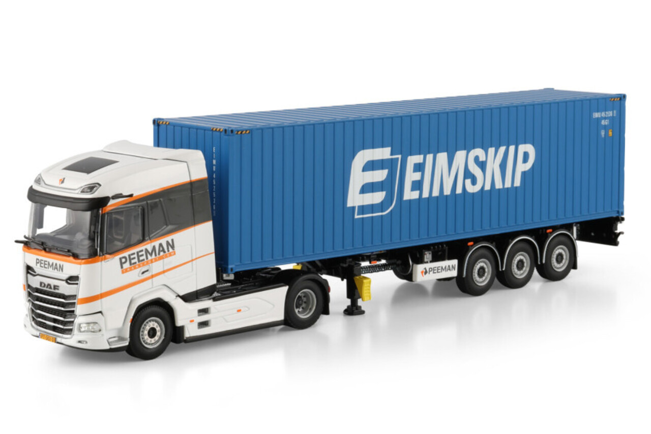 DAF DAF XG Tractor 4x2 MY2025 + Flex Container Semitrailer 3 Axle + 40FT Container 'Peeman' - 1:50 - WSI Models DAF DAF XG Tractor 4x2 MY2025 + Flex Container Semitrailer 3 Axle + 40FT Container 'Peeman' - 1:50 - WSI Models