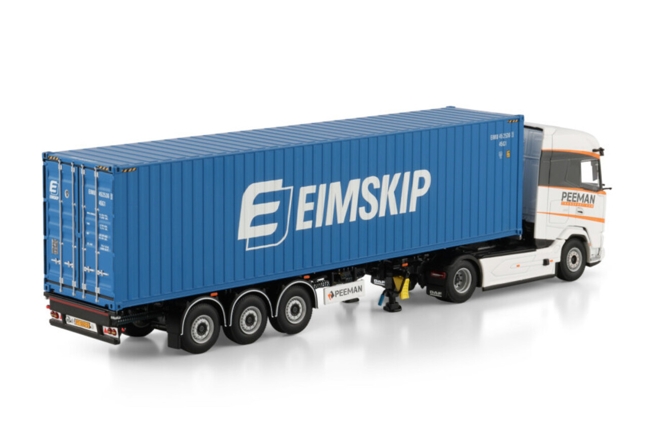 DAF DAF XG Tractor 4x2 MY2025 + Flex Container Semitrailer 3 Axle + 40FT Container 'Peeman' - 1:50 - WSI Models DAF DAF XG Tractor 4x2 MY2025 + Flex Container Semitrailer 3 Axle + 40FT Container 'Peeman' - 1:50 - WSI Models