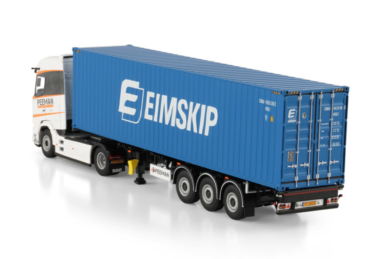 DAF DAF XG Tractor 4x2 MY2025 + Flex Container Semitrailer 3 Axle + 40FT Container 'Peeman' - 1:50 - WSI Models DAF DAF XG Tractor 4x2 MY2025 + Flex Container Semitrailer 3 Axle + 40FT Container 'Peeman' - 1:50 - WSI Models