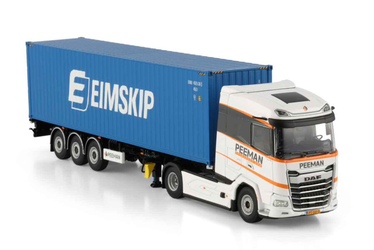 DAF DAF XG Tractor 4x2 MY2025 + Flex Container Semitrailer 3 Axle + 40FT Container 'Peeman' - 1:50 - WSI Models DAF DAF XG Tractor 4x2 MY2025 + Flex Container Semitrailer 3 Axle + 40FT Container 'Peeman' - 1:50 - WSI Models