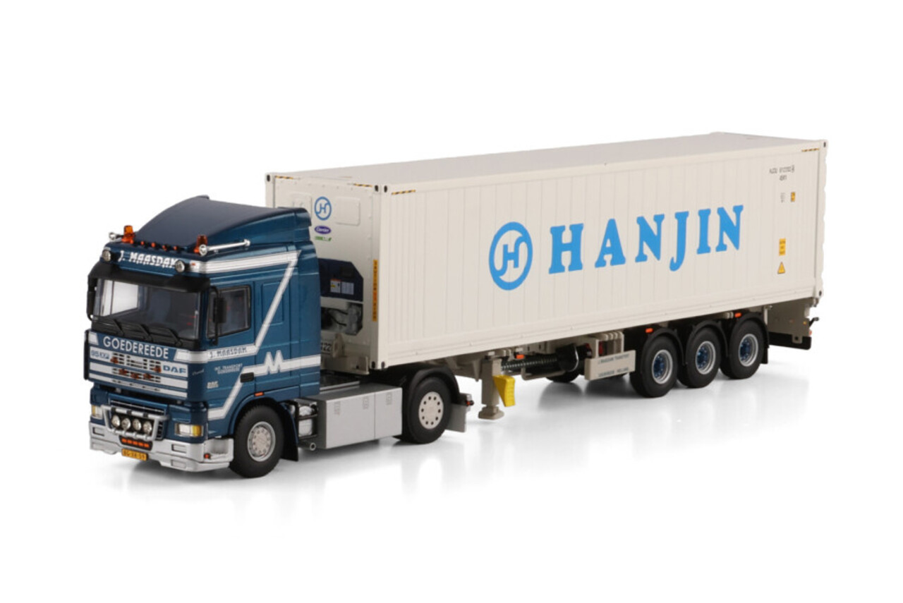 DAF DAF 95XF Space Cab Tractor 4x2 + Flex Container Semitrailer 3 Axle + 40FT Reefer Container 'Jan Maasdam' - 1:50 - WSI Models DAF DAF 95XF Space Cab Tractor 4x2 + Flex Container Semitrailer 3 Axle + 40FT Reefer Container 'Jan Maasdam' - 1:50 - WSI Models