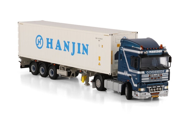 DAF DAF 95XF Space Cab Tractor 4x2 + Flex Container Semitrailer 3 Axle + 40FT Reefer Container 'Jan Maasdam' - 1:50 - WSI Models DAF DAF 95XF Space Cab Tractor 4x2 + Flex Container Semitrailer 3 Axle + 40FT Reefer Container 'Jan Maasdam' - 1:50 - WSI Models