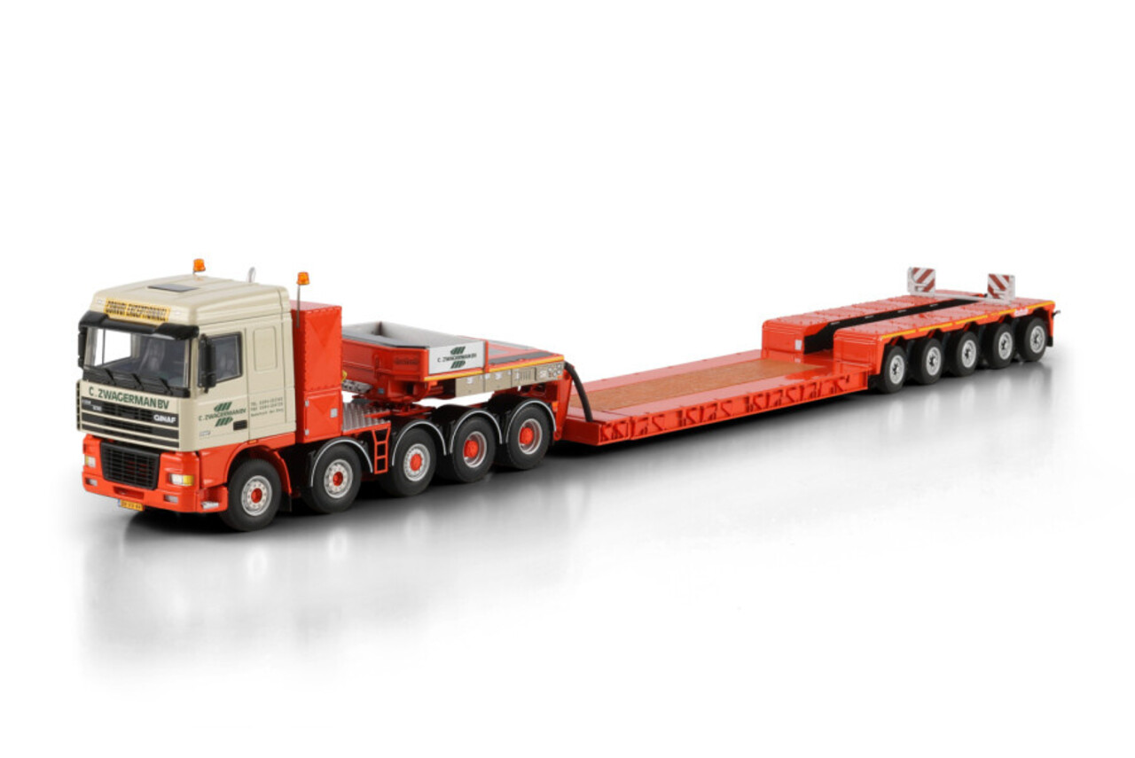 DAF Ginaf XF95 Space Cab 10x4 + Nooteboom Low Loader 5 Axle 'G.Zwagerman' - 1:50 - WSI Models DAF Ginaf XF95 Space Cab 10x4 + Nooteboom Low Loader 5 Axle 'G.Zwagerman' - 1:50 - WSI Models