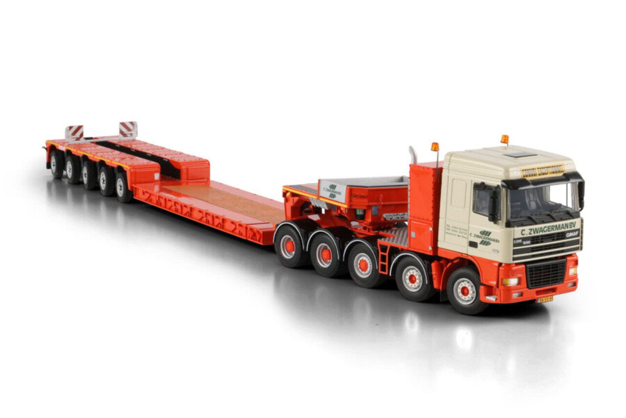 DAF Ginaf XF95 Space Cab 10x4 + Nooteboom Low Loader 5 Axle 'G.Zwagerman' - 1:50 - WSI Models DAF Ginaf XF95 Space Cab 10x4 + Nooteboom Low Loader 5 Axle 'G.Zwagerman' - 1:50 - WSI Models