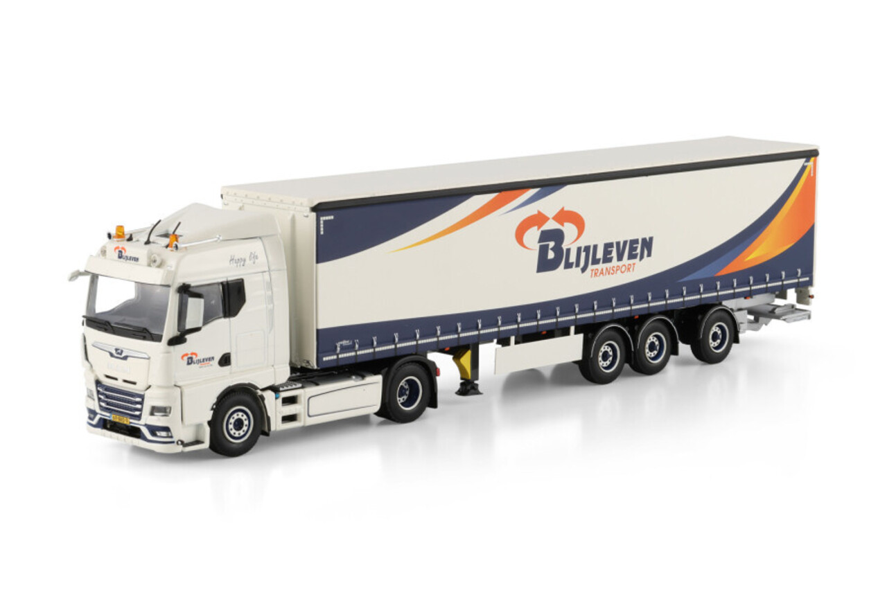 MAN MAN TGX GM Tractor 4x2 + Tridec Curtainside Semitrailer 3 Axle 'Blijleven Transport' - 1:50 - WSI Models MAN MAN TGX GM Tractor 4x2 + Tridec Curtainside Semitrailer 3 Axle 'Blijleven Transport' - 1:50 - WSI Models