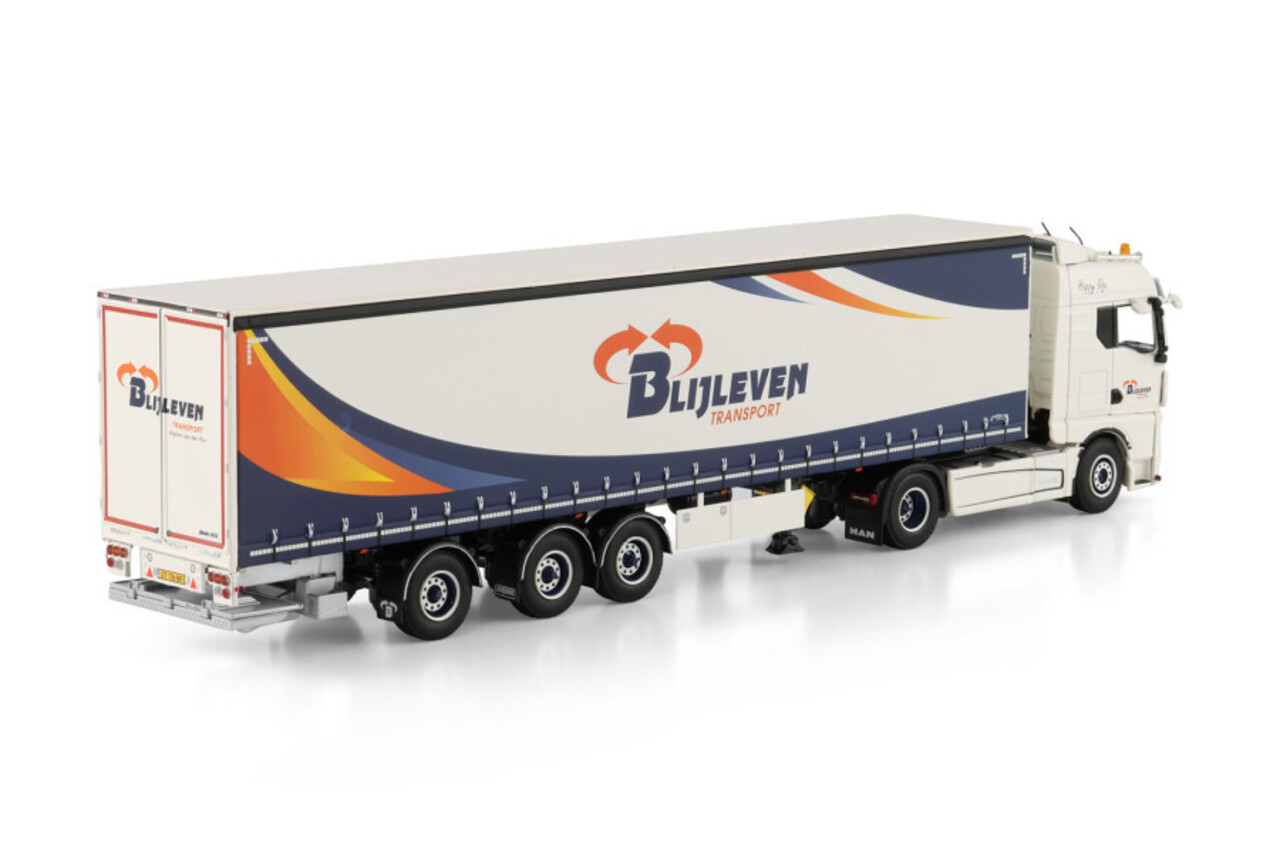 MAN MAN TGX GM Tractor 4x2 + Tridec Curtainside Semitrailer 3 Axle 'Blijleven Transport' - 1:50 - WSI Models MAN MAN TGX GM Tractor 4x2 + Tridec Curtainside Semitrailer 3 Axle 'Blijleven Transport' - 1:50 - WSI Models