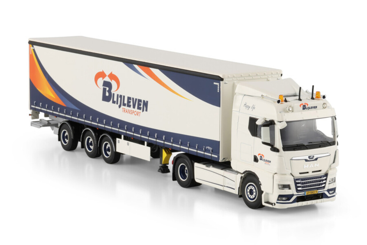 MAN MAN TGX GM Tractor 4x2 + Tridec Curtainside Semitrailer 3 Axle 'Blijleven Transport' - 1:50 - WSI Models MAN MAN TGX GM Tractor 4x2 + Tridec Curtainside Semitrailer 3 Axle 'Blijleven Transport' - 1:50 - WSI Models