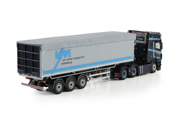 Scania Scania R Highline CR20H 6x2 Tag Axle + Tipper Volume Semitrailer 3 Axle 'Jan Volmer Transport BV' - 1:50 - WSI Models Scania Scania R Highline CR20H 6x2 Tag Axle + Tipper Volume Semitrailer 3 Axle 'Jan Volmer Transport BV' - 1:50 - WSI Models