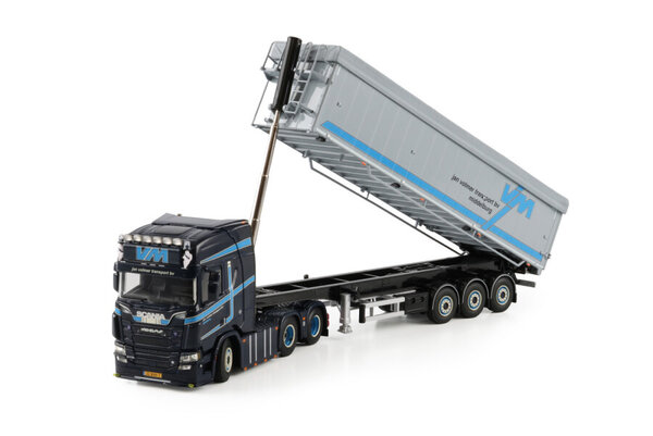Scania Scania R Highline CR20H 6x2 Tag Axle + Tipper Volume Semitrailer 3 Axle 'Jan Volmer Transport BV' - 1:50 - WSI Models Scania Scania R Highline CR20H 6x2 Tag Axle + Tipper Volume Semitrailer 3 Axle 'Jan Volmer Transport BV' - 1:50 - WSI Models