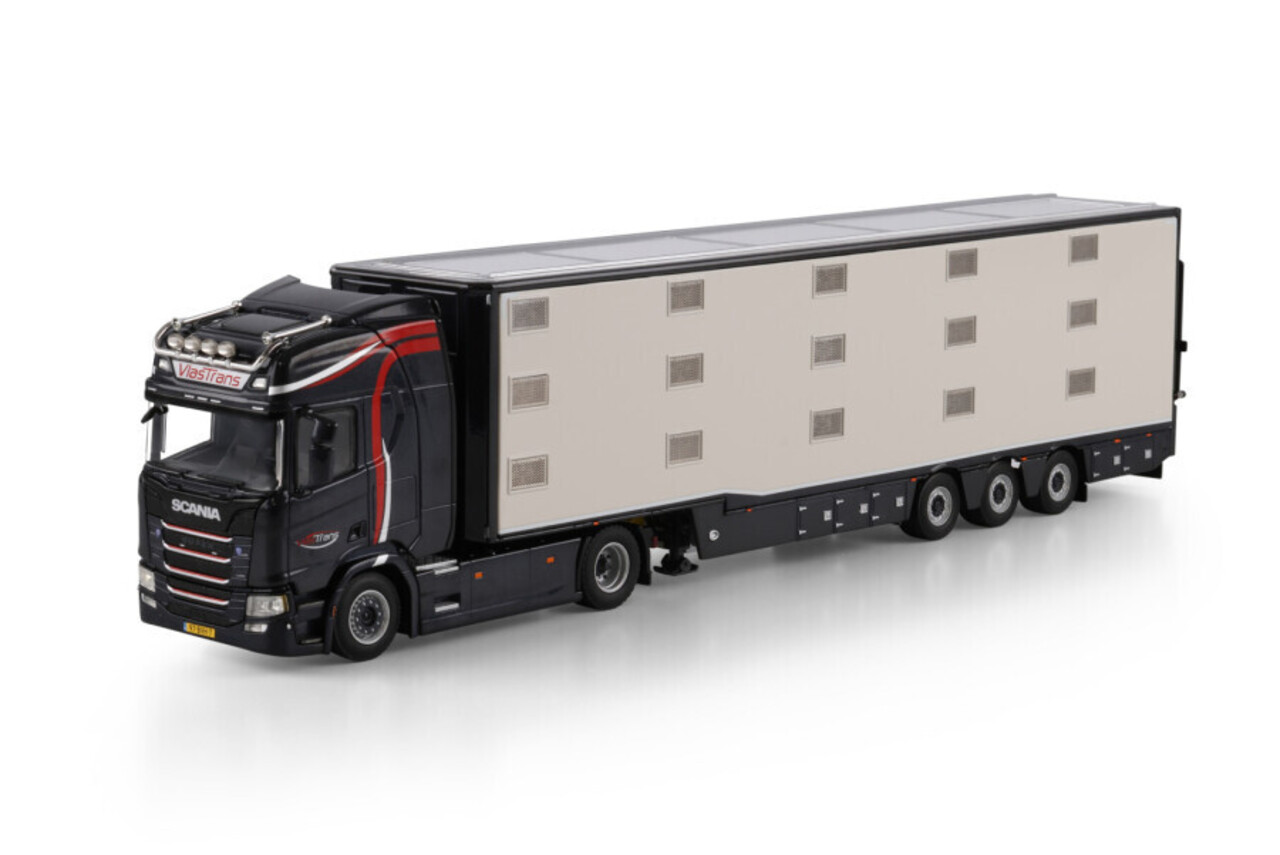 Scania Scania R Highline CR20H 4x2 + Iso Therm Live Stock Semitrailer 3 Axle 'Vlastrans' - 1:50 - WSI Models