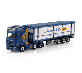 Scania Scania S Highline CS20H 6x2 Twin Steer + Belt Semi Trailer 3 Axle 'J.Jansen & Zonen' - 1:50 - WSI Models Scania Scania S Highline CS20H 6x2 Twin Steer + Belt Semi Trailer 3 Axle 'J.Jansen & Zonen' - 1:50 - WSI Models