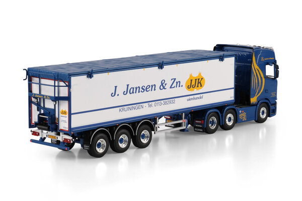 Scania Scania S Highline CS20H 6x2 Twin Steer + Belt Semi Trailer 3 Axle 'J.Jansen & Zonen' - 1:50 - WSI Models Scania Scania S Highline CS20H 6x2 Twin Steer + Belt Semi Trailer 3 Axle 'J.Jansen & Zonen' - 1:50 - WSI Models
