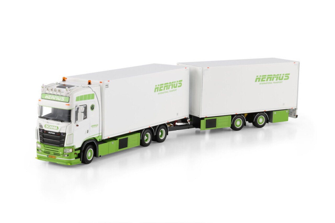 Scania Scania S Highline CS20H Rigid Reefer Truck 6x2 Tag Axle + Drawbar Trailer 2 Axle - 1:50 - WSI Models Scania Scania S Highline CS20H Rigid Reefer Truck 6x2 Tag Axle + Drawbar Trailer 2 Axle - 1:50 - WSI Models