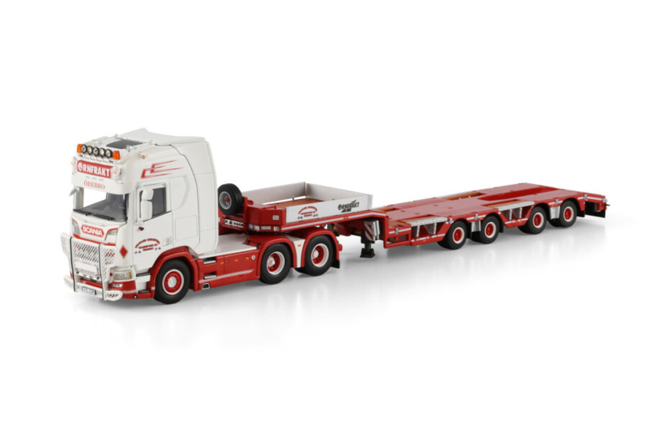 Scania Scania R Highline CR20H 6x2 Tag Axle + Semi Wheel Well Low Loader 4 Axle 'Trailer Christer Transport AB' - 1:50 - WSI Models