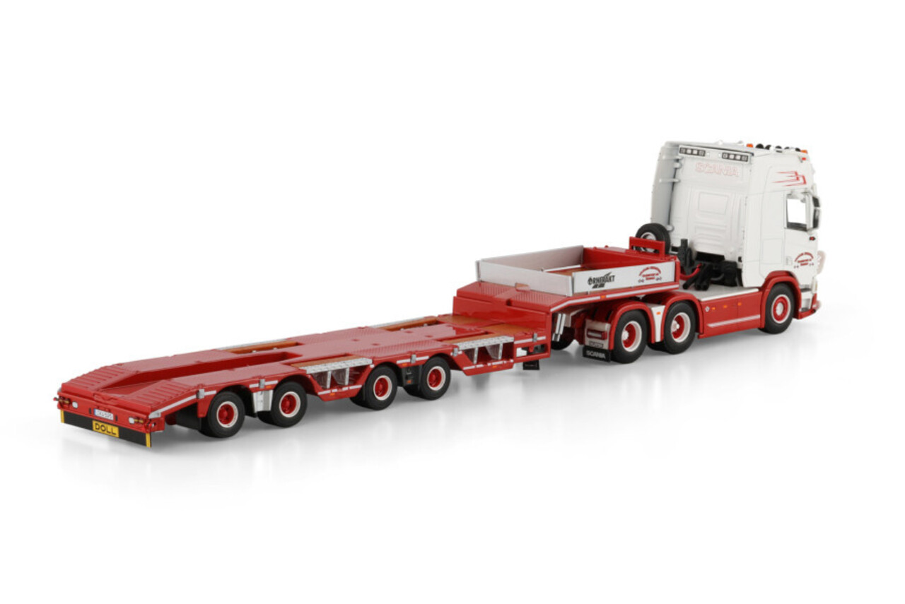 Scania Scania R Highline CR20H 6x2 Tag Axle + Semi Wheel Well Low Loader 4 Axle 'Trailer Christer Transport AB' - 1:50 - WSI Models