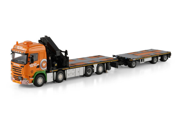 Scania Scania Streamline Highline 8x2 Rigid Flatbed Truck Tag Axle + Flatbed Trailer 3 Axle + Palfinger PK 92002SH 'Holtrop vd Vlist' - 1:50 - WSI Models Scania Scania Streamline Highline 8x2 Rigid Flatbed Truck Tag Axle + Flatbed Trailer 3 Axle + Palfinger PK 92002SH 'Holtrop vd Vlist' - 1:50 - WSI Models