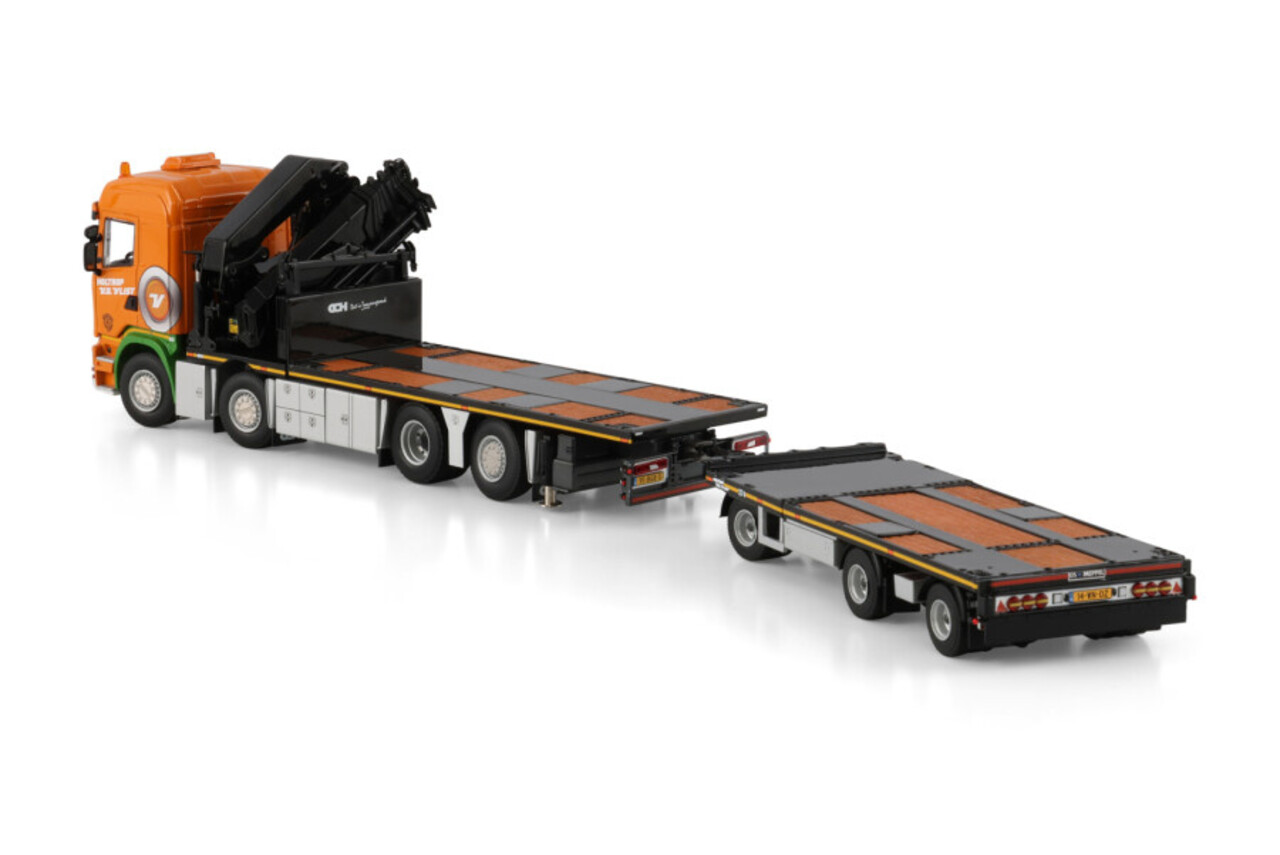 Scania Scania Streamline Highline 8x2 Rigid Flatbed Truck Tag Axle + Flatbed Trailer 3 Axle + Palfinger PK 92002SH 'Holtrop vd Vlist' - 1:50 - WSI Models Scania Scania Streamline Highline 8x2 Rigid Flatbed Truck Tag Axle + Flatbed Trailer 3 Axle + Palfinger PK 92002SH 'Holtrop vd Vlist' - 1:50 - WSI Models