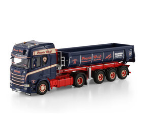 Scania Scania R Highline CR20H 4x2 + Half Pipe Tipper Trailer 3 Axle 'Frank Wulf' - 1:50 - WSI Models Scania Scania R Highline CR20H 4x2 + Half Pipe Tipper Trailer 3 Axle 'Frank Wulf' - 1:50 - WSI Models