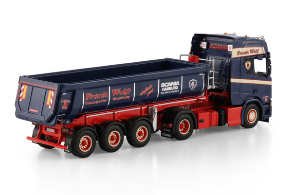 Scania Scania R Highline CR20H 4x2 + Half Pipe Tipper Trailer 3 Axle 'Frank Wulf' - 1:50 - WSI Models Scania Scania R Highline CR20H 4x2 + Half Pipe Tipper Trailer 3 Axle 'Frank Wulf' - 1:50 - WSI Models