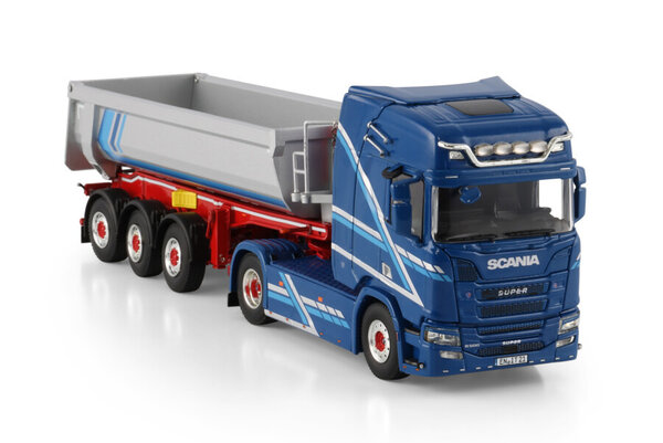 Scania Scania R Highline CR20H 4x2 + Half Pipe Tipper Trailer 3 Axle 'Augst' - 1:50 - WSI Models Scania Scania R Highline CR20H 4x2 + Half Pipe Tipper Trailer 3 Axle 'Augst' - 1:50 - WSI Models