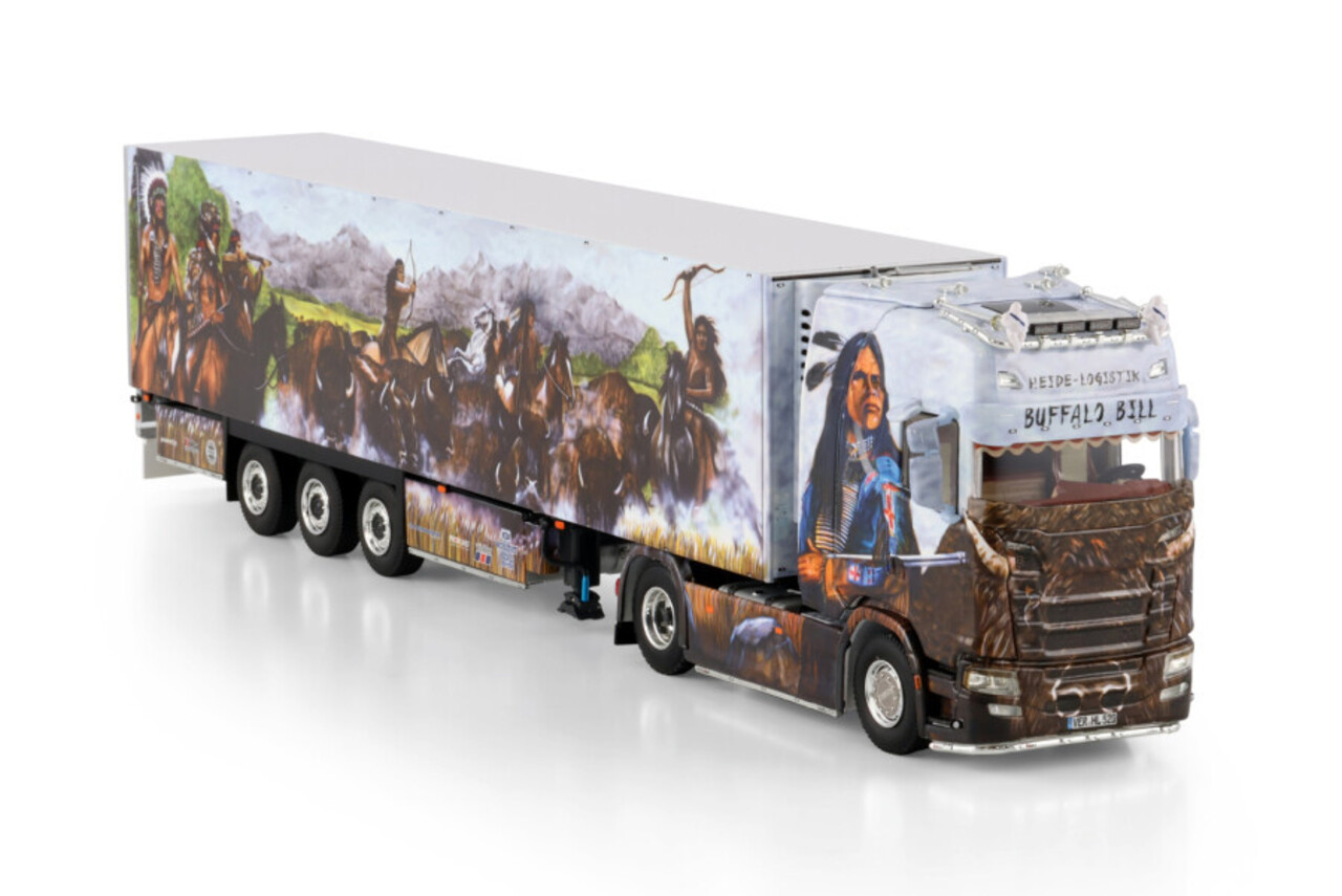 Scania Scania S Highline CS20H 4x2 + Semi Reefer Trailer 3 Axle 'Heide Logistik' - 1:50 - WSI Models Scania Scania S Highline CS20H 4x2 + Semi Reefer Trailer 3 Axle 'Heide Logistik' - 1:50 - WSI Models