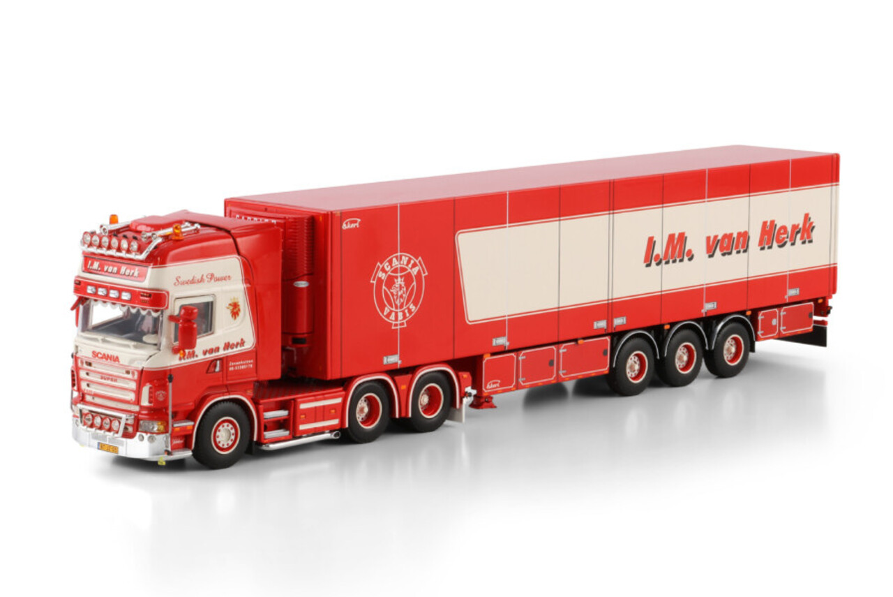 Scania Scania R5 Topline 6x2 Tag Axle + Reefer Semitrailer 3 Axle 'I.M. Van Herk' - 1:50 - WSI Models