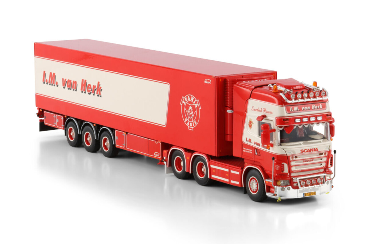 Scania Scania R5 Topline 6x2 Tag Axle + Reefer Semitrailer 3 Axle 'I.M. Van Herk' - 1:50 - WSI Models
