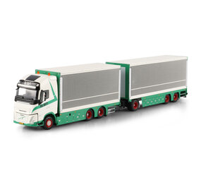 Volvo Volvo FH Aero Globetrotter 4x2 + Flex Container Semitrailer 3 Axle + 40Ft Container 'Peeman' Volvo FH Aero Globetrotter XL Rigid Box Truck 6x2 Tag Axle + Drawbar Box Trailer 3 Axle 'Transportbedrijf Blom & Zn'- 1:50 - WSI Models